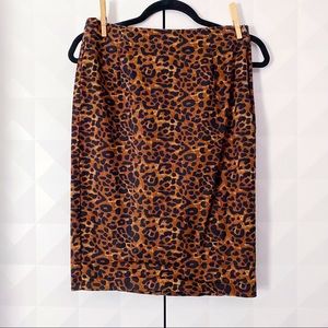 Old Navy Stretch Twill Leopard Pencil Skirt Sz 6
